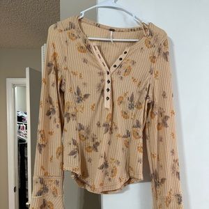 Free People Layer me Henley t-shirt in Just Peachy